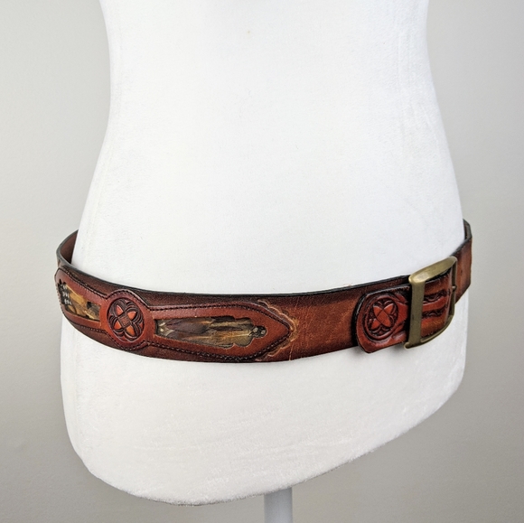 Vintage Accessories - Vintage Leegin Leather Feather Belt